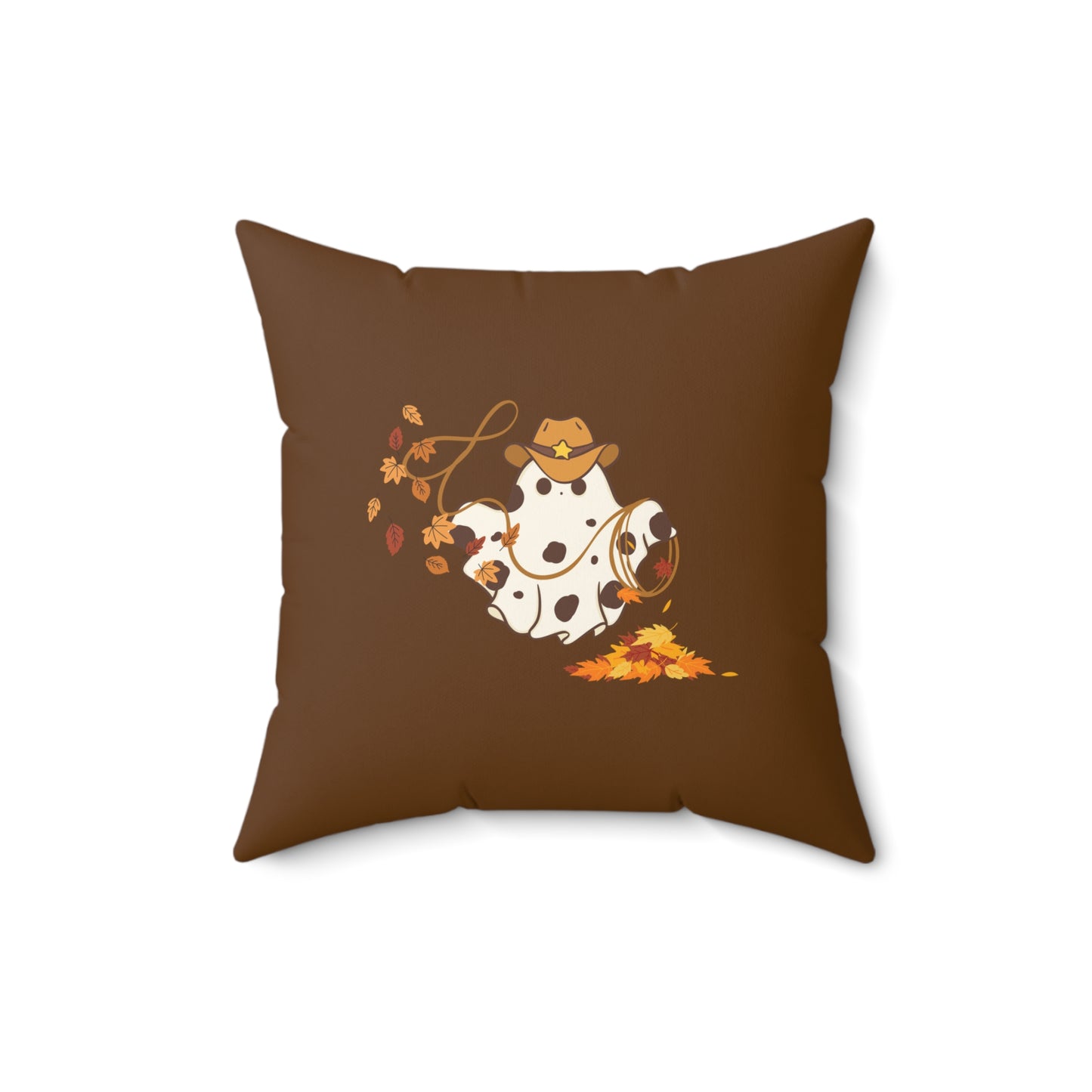 Cowboy Fall Halloween Farm Ghost Square Pillow
