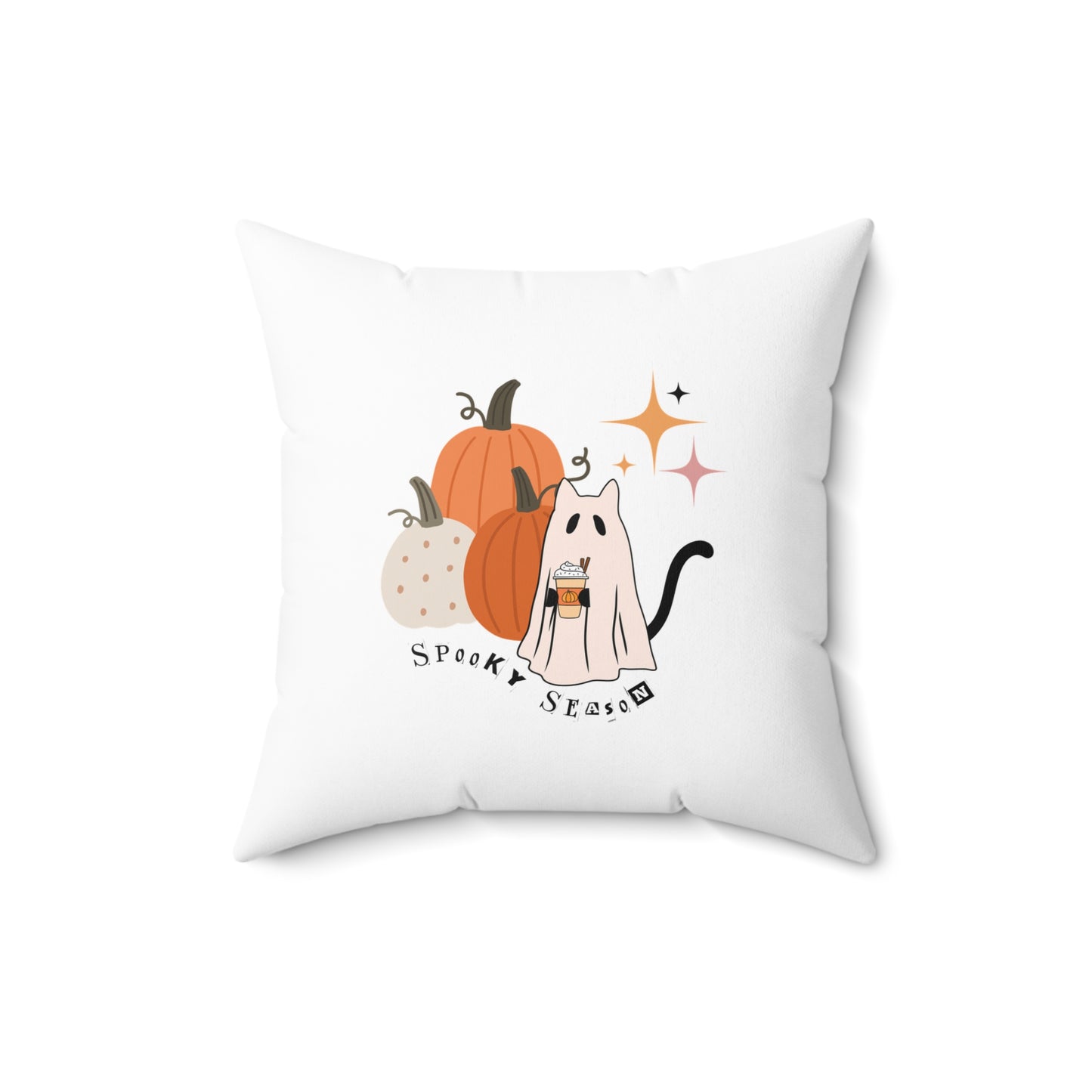 Spooky Season Halloween Cat Fall Decor Square Pillow