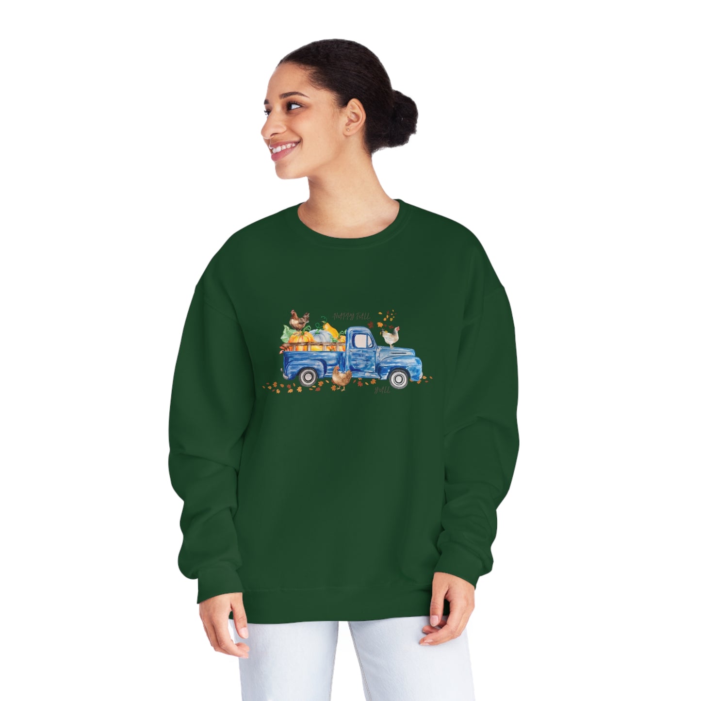 Fall Farm Truck & Chickens Crewneck Sweatshirt