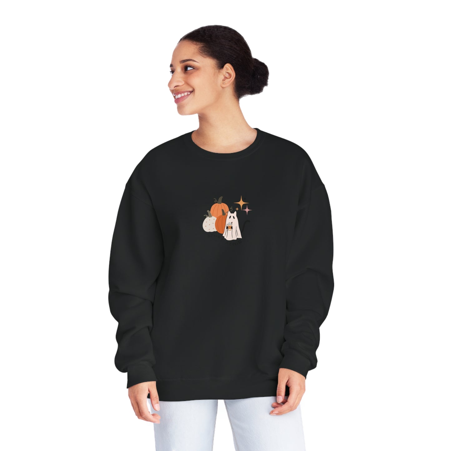 Spooky Season Cat Ghost Halloween Fall Pumpkin Crewneck Sweatshirt