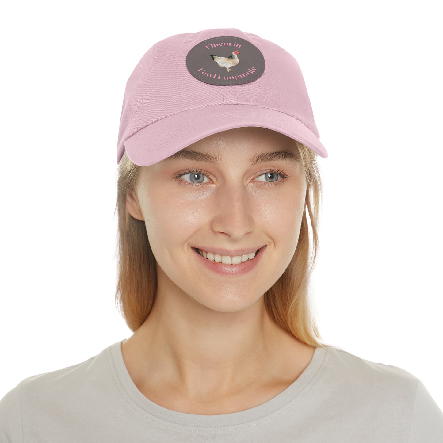 Fluent in Fowl Language Chicken Dad Hat with Leather Patch (Round)
