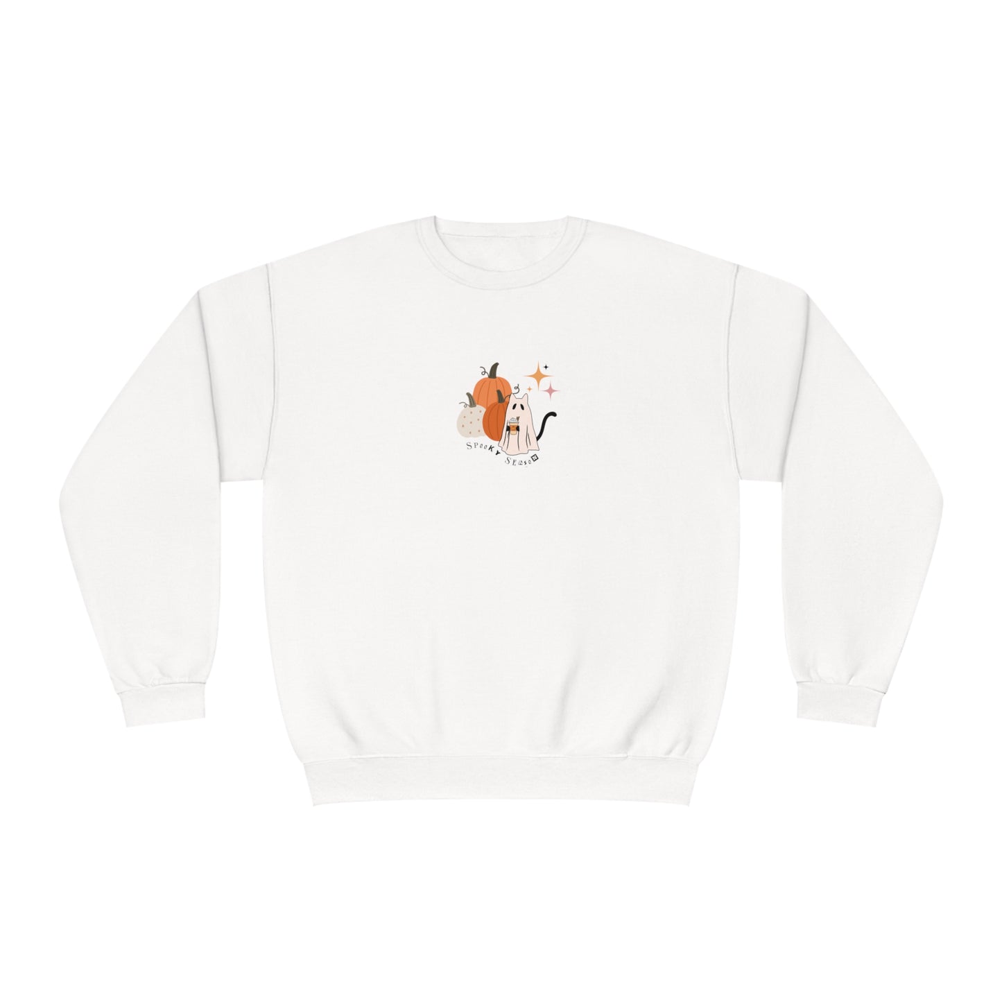 Spooky Season Cat Ghost Halloween Fall Pumpkin Crewneck Sweatshirt