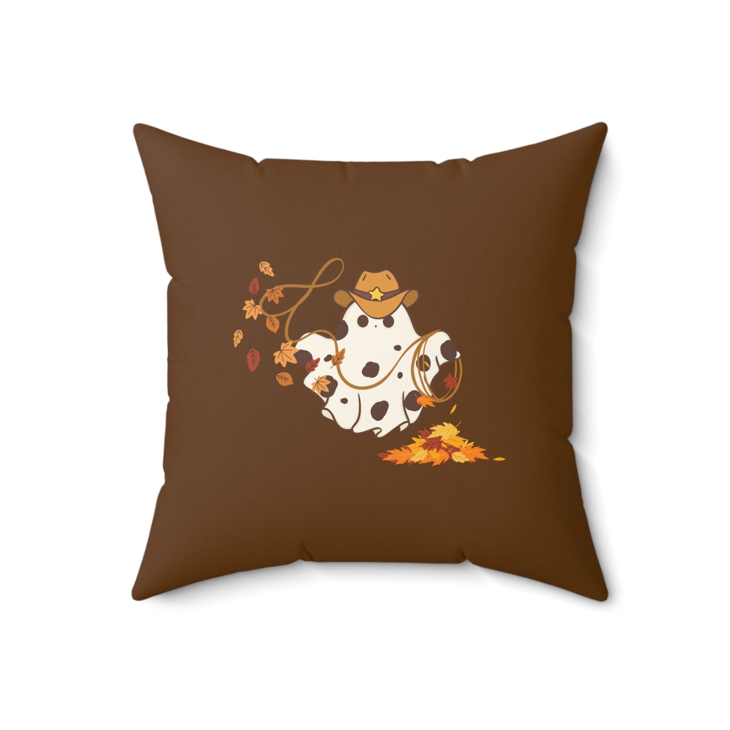 Cowboy Fall Halloween Farm Ghost Square Pillow