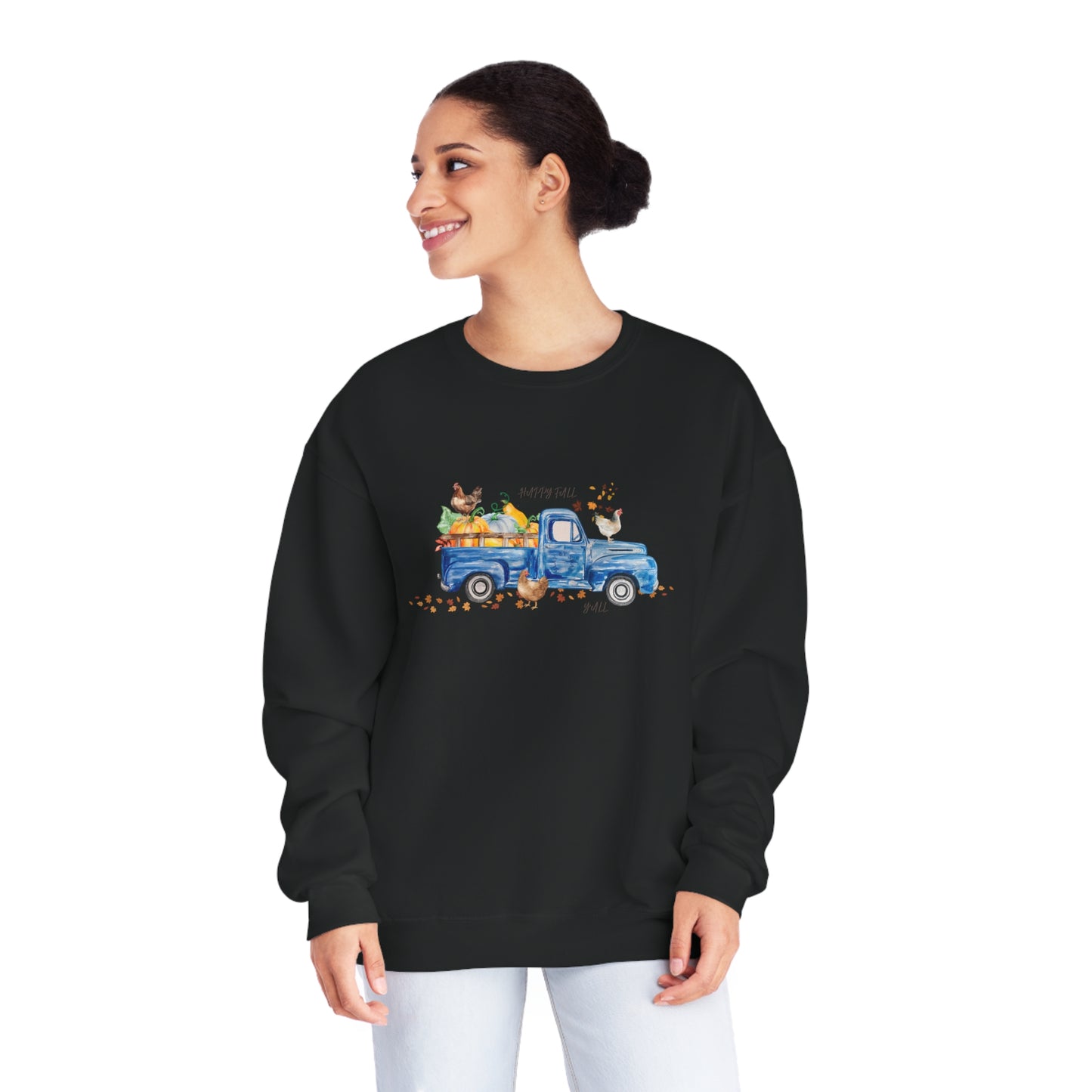 Fall Farm Truck & Chickens Crewneck Sweatshirt