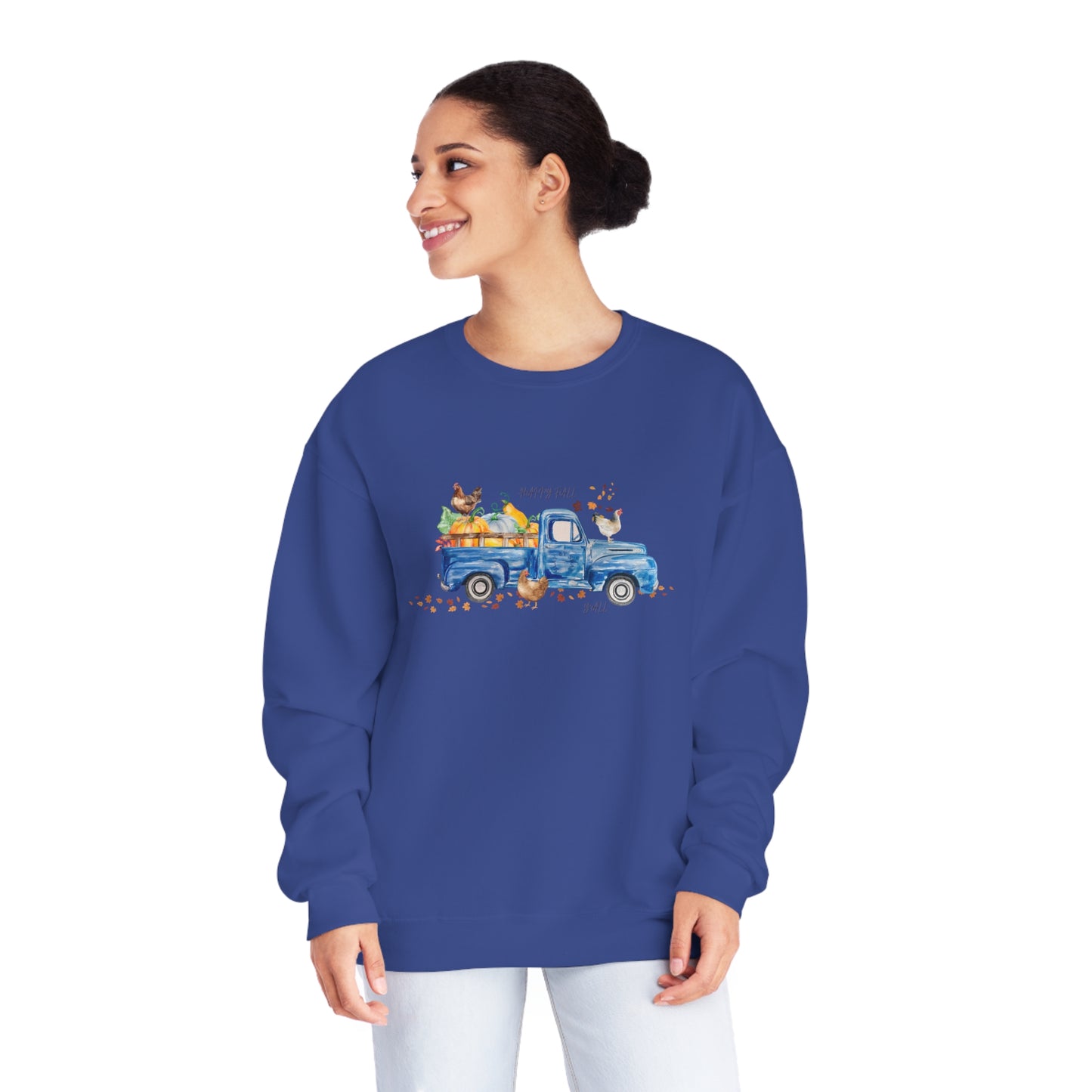 Fall Farm Truck & Chickens Crewneck Sweatshirt