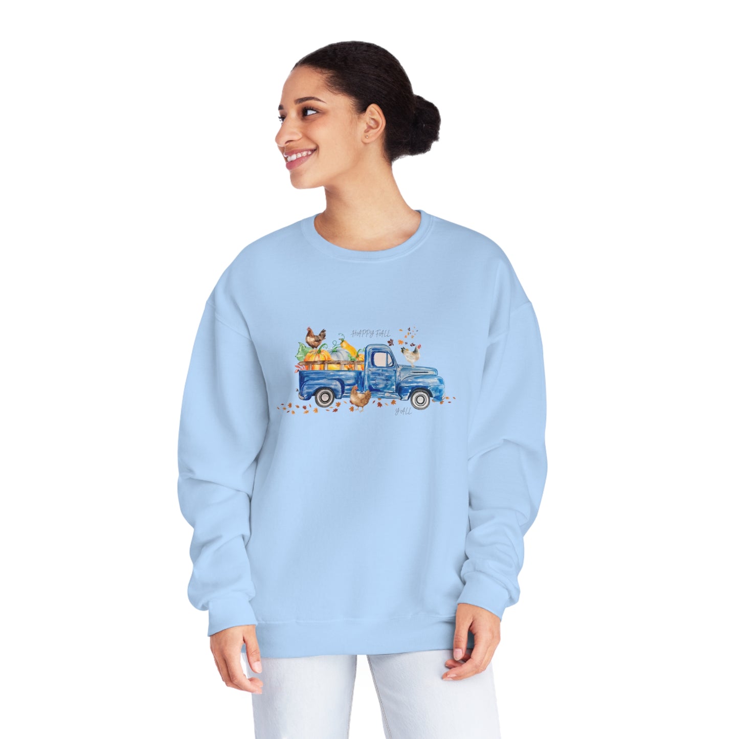Fall Farm Truck & Chickens Crewneck Sweatshirt