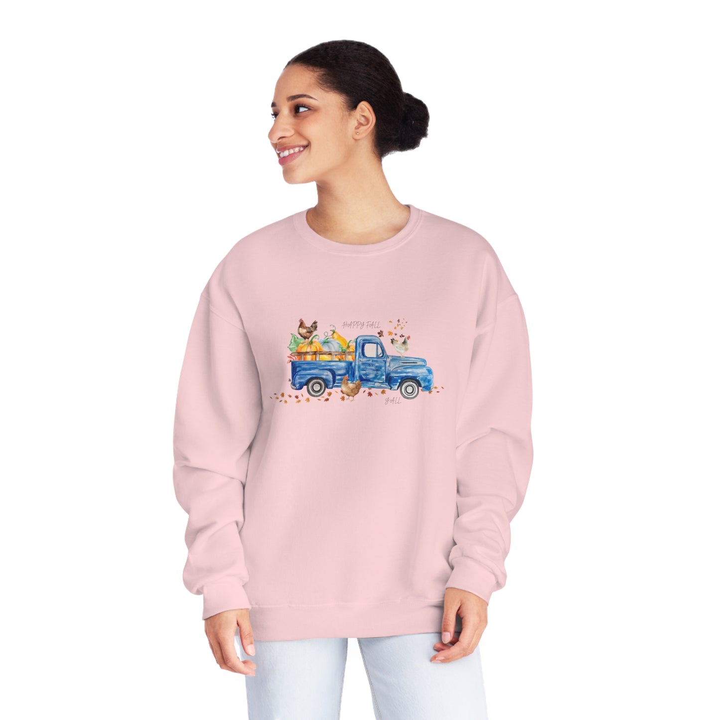 Fall Farm Truck & Chickens Crewneck Sweatshirt