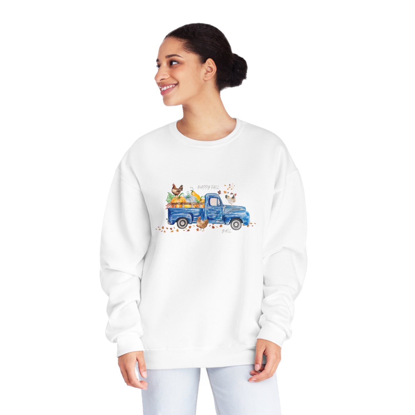 Fall Farm Truck & Chickens Crewneck Sweatshirt