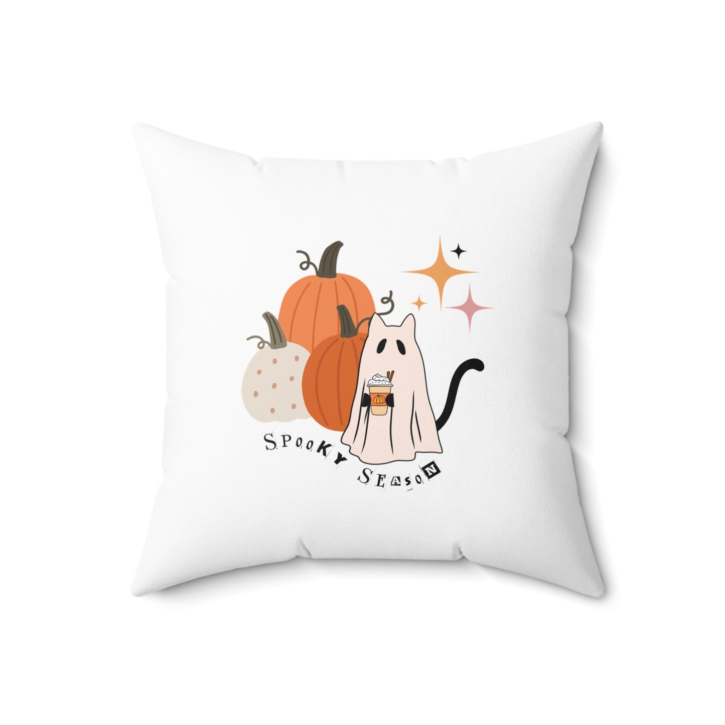 Spooky Season Halloween Cat Fall Decor Square Pillow
