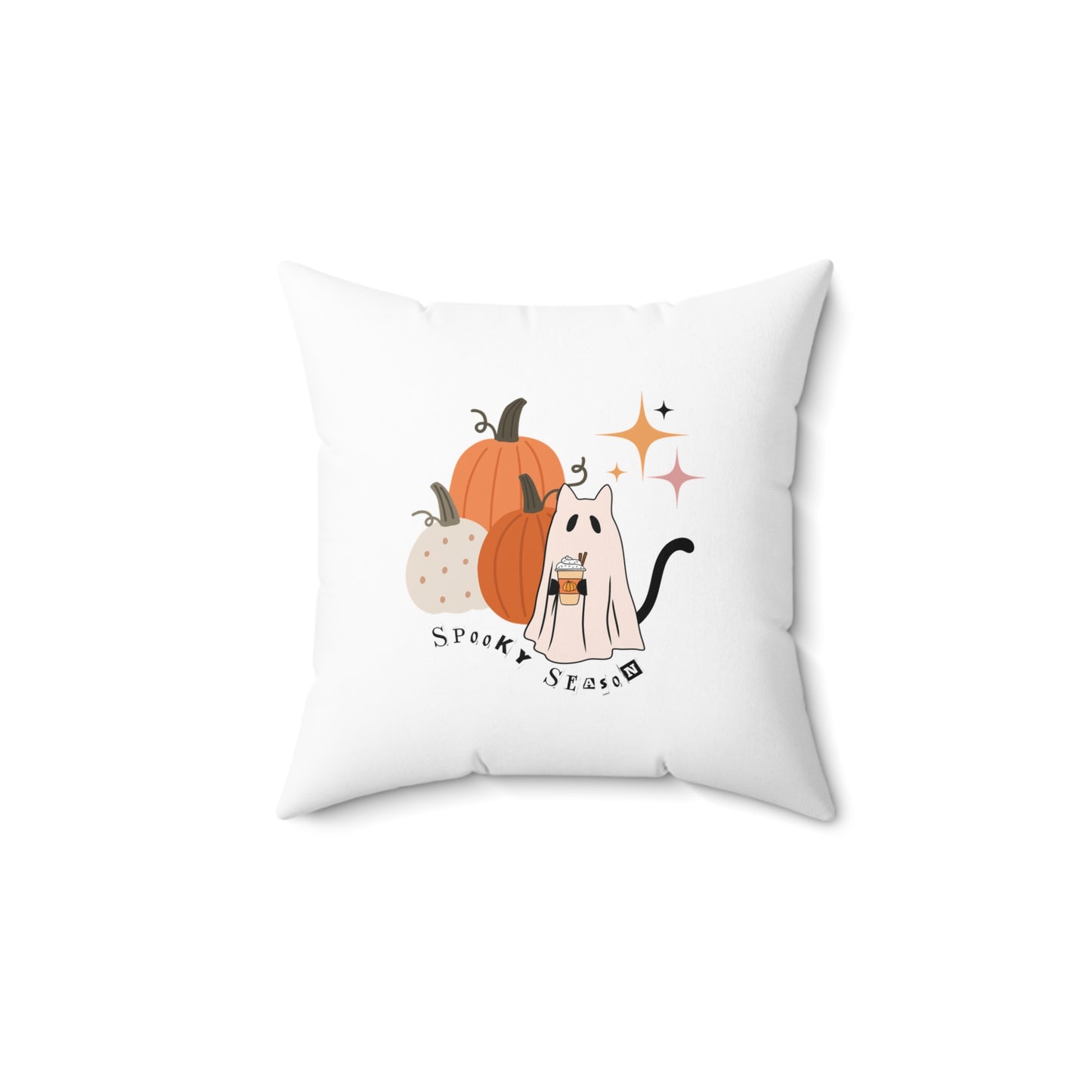Spooky Season Halloween Cat Fall Decor Square Pillow