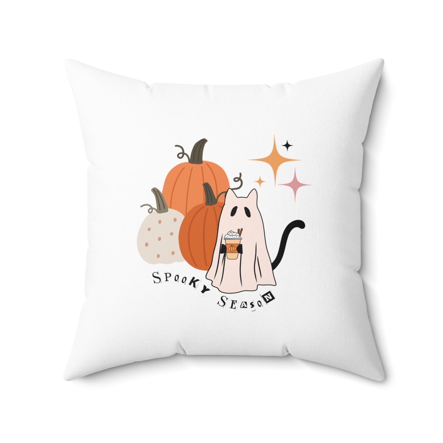Spooky Season Halloween Cat Fall Decor Square Pillow