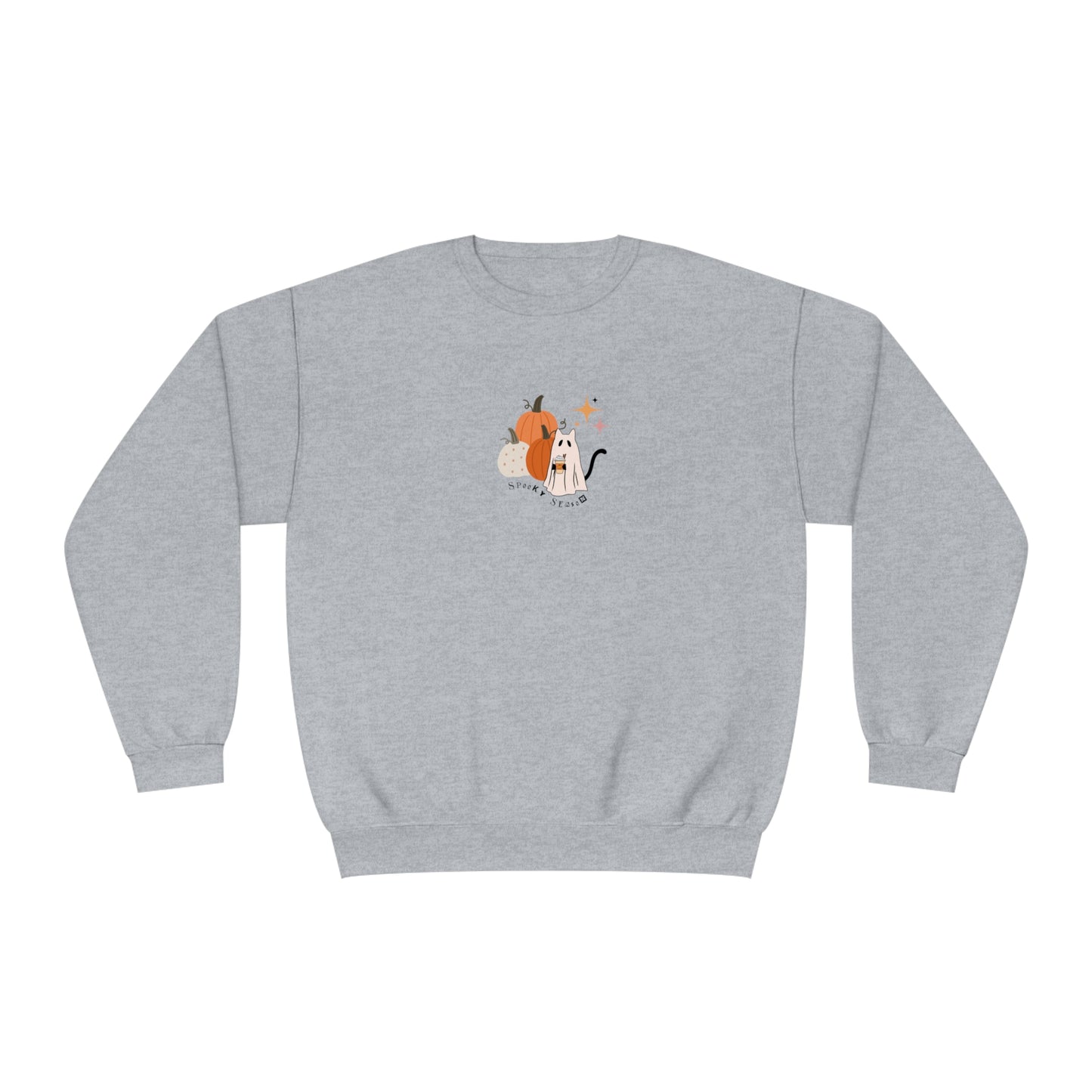 Spooky Season Cat Ghost Halloween Fall Pumpkin Crewneck Sweatshirt