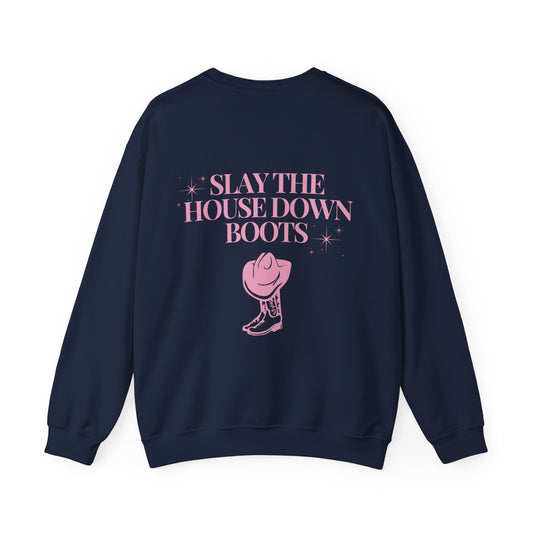 Slay The House Down Boots Unisex Heavy Blend™ Crewneck Sweatshirt