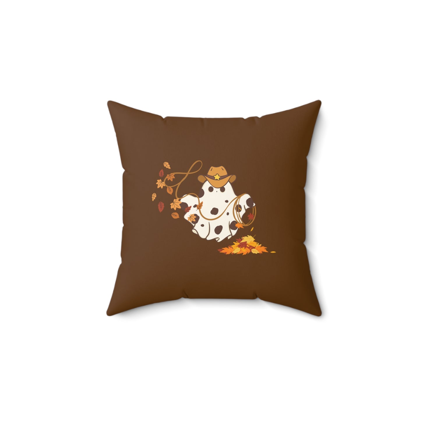 Cowboy Fall Halloween Farm Ghost Square Pillow