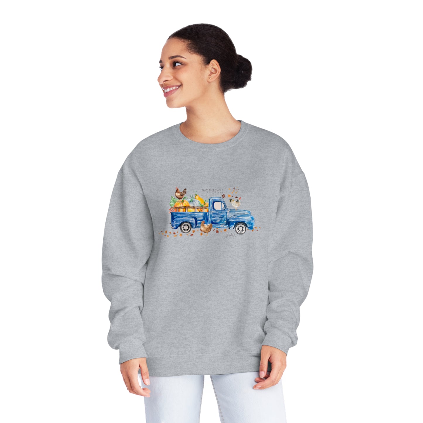 Fall Farm Truck & Chickens Crewneck Sweatshirt