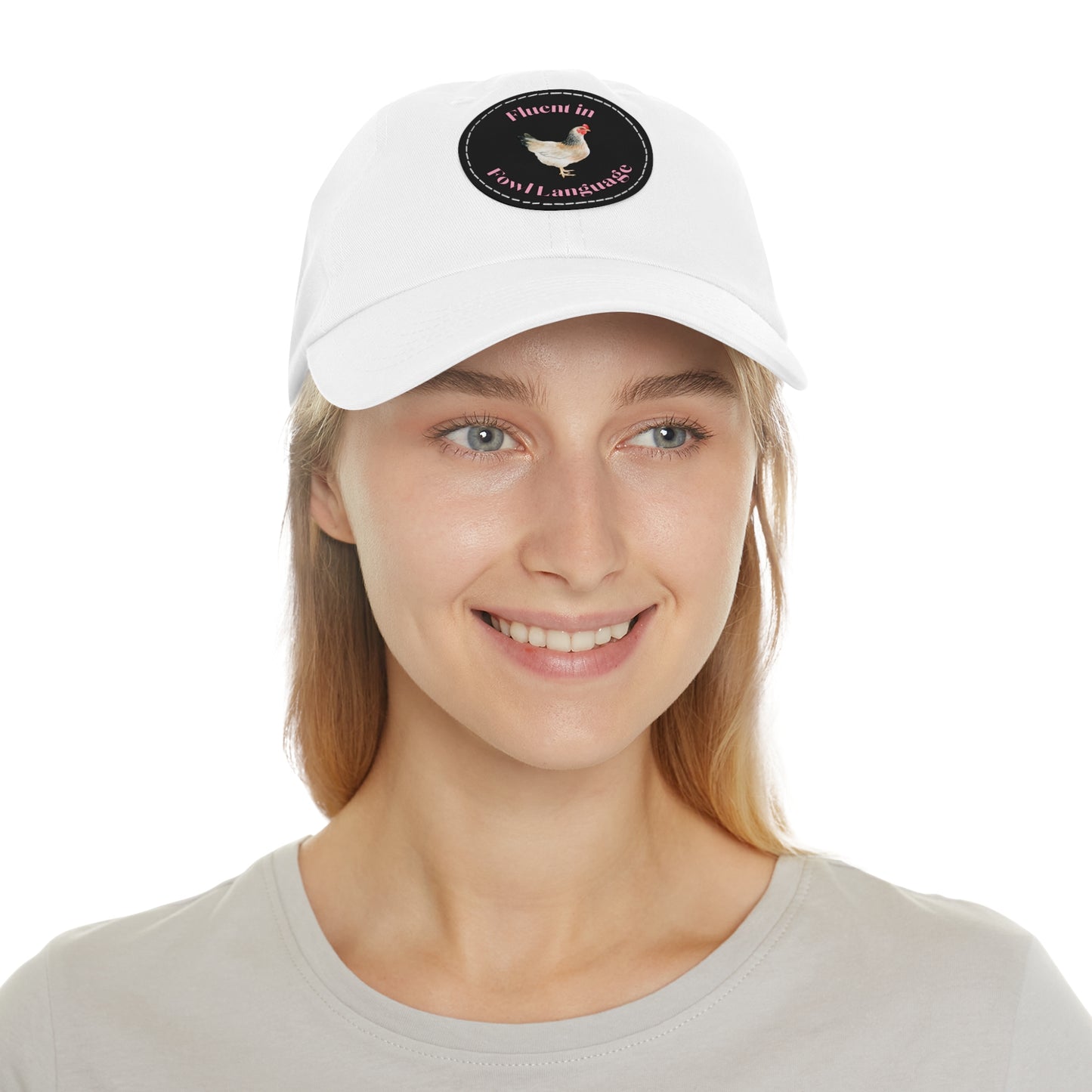 Fluent in Fowl Language Chicken Dad Hat with Leather Patch (Round)