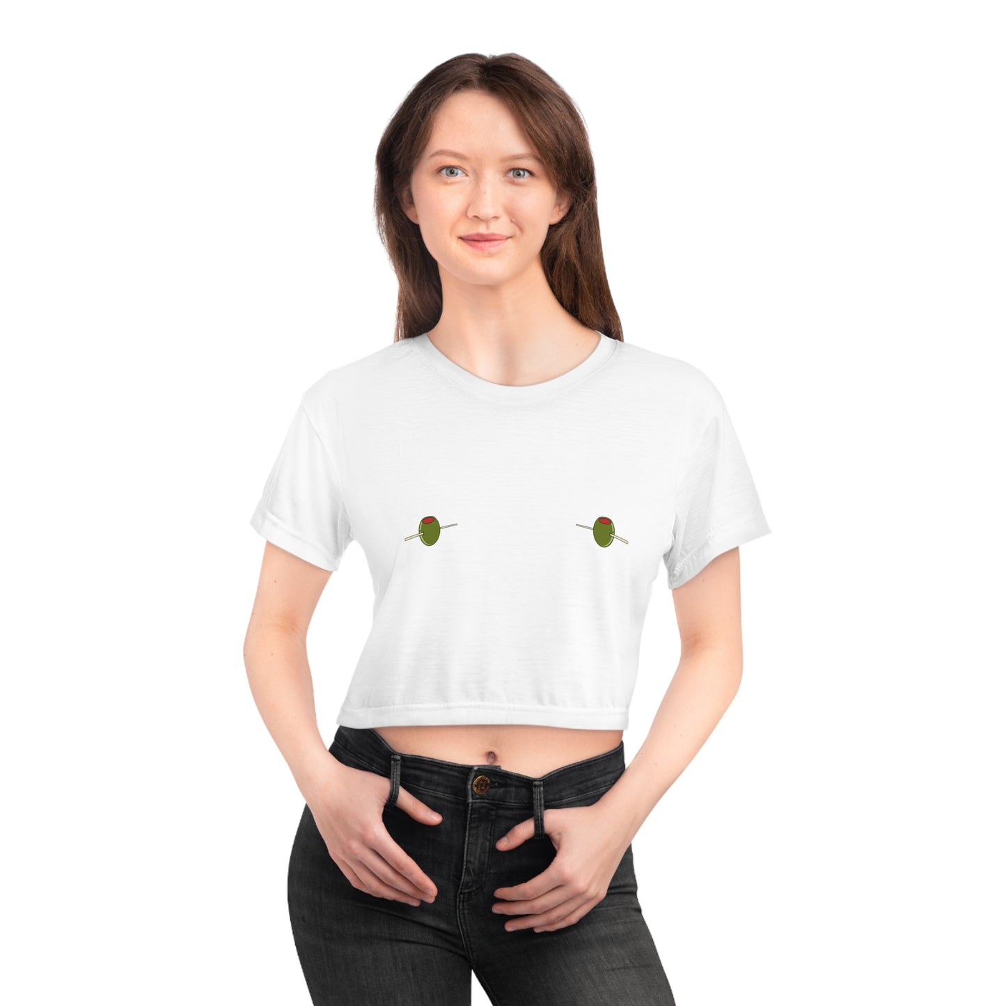 Olive Martini Crop Tee (AOP)