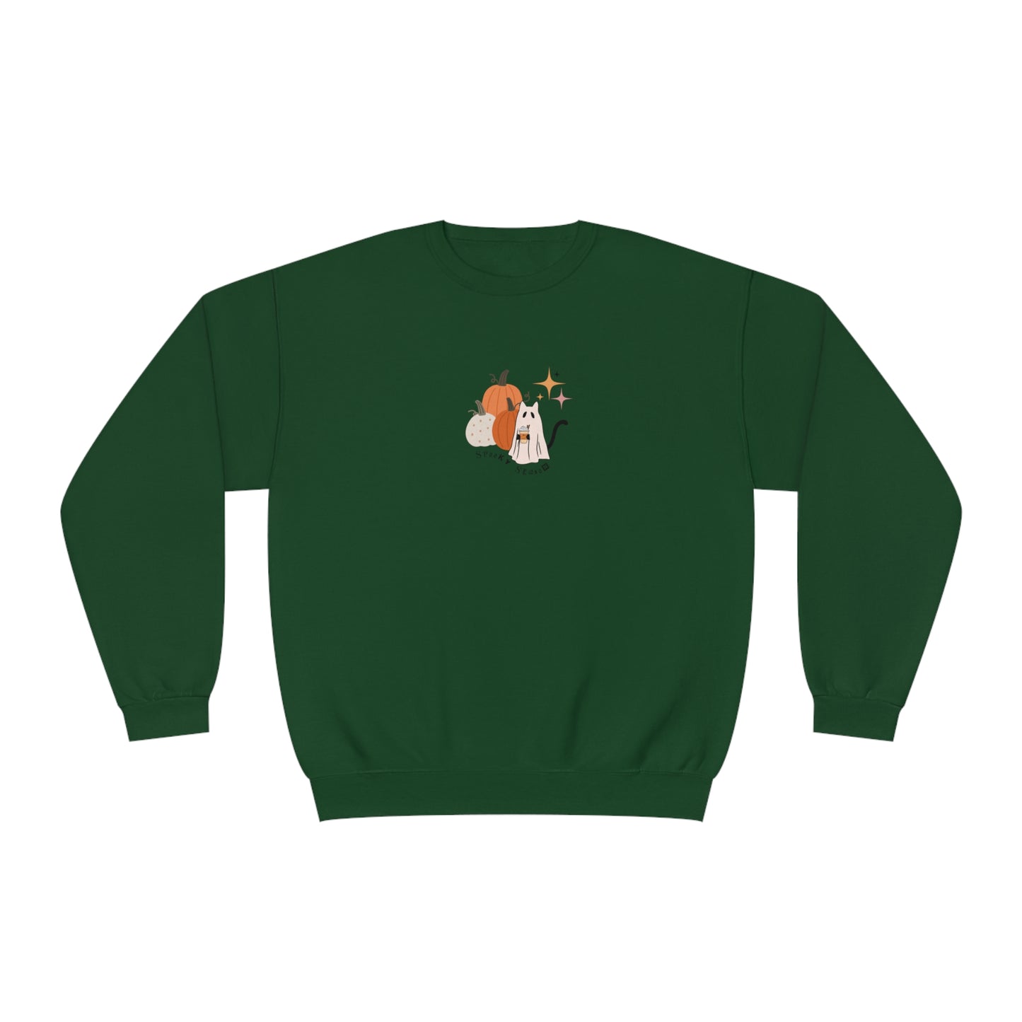 Spooky Season Cat Ghost Halloween Fall Pumpkin Crewneck Sweatshirt