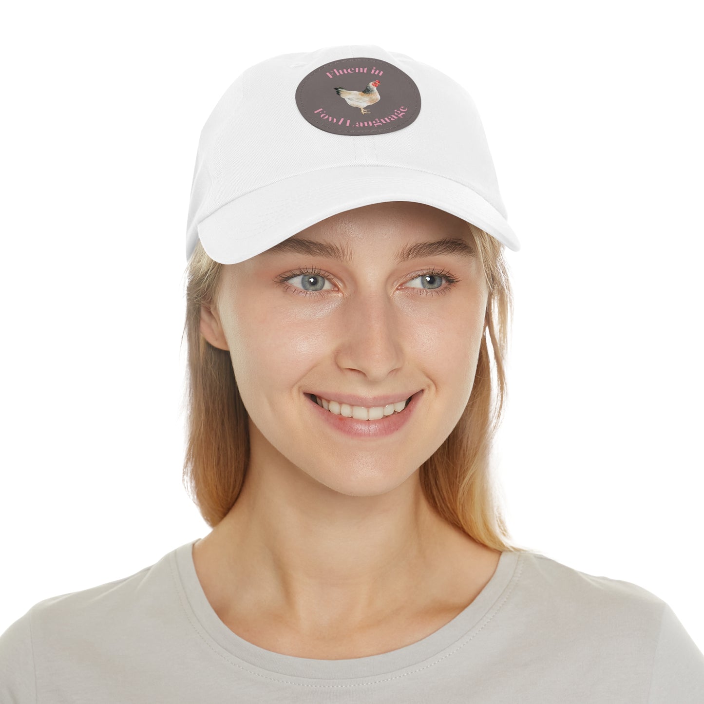 Fluent in Fowl Language Chicken Dad Hat with Leather Patch (Round)