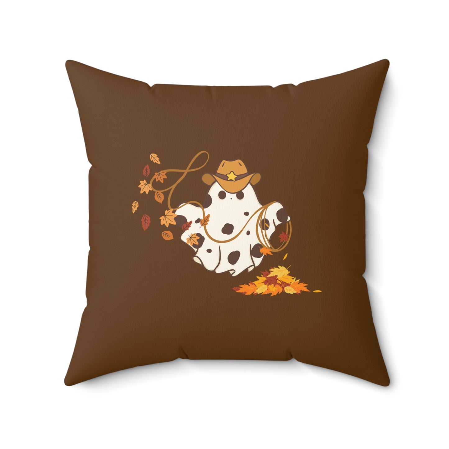 Cowboy Fall Halloween Farm Ghost Square Pillow