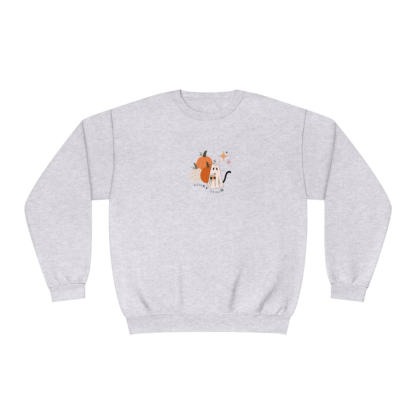 Spooky Season Cat Ghost Halloween Fall Pumpkin Crewneck Sweatshirt