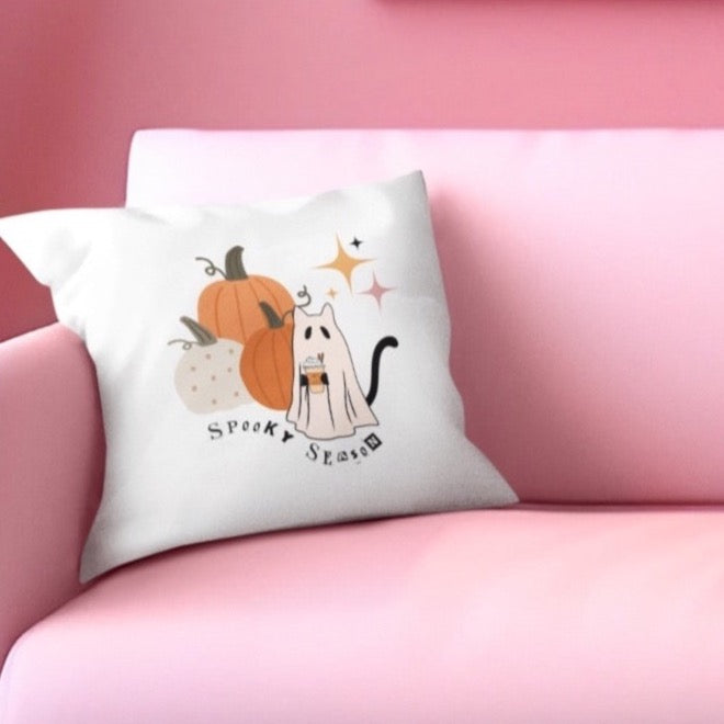 Cowboy Fall Halloween Farm Ghost Square Pillow