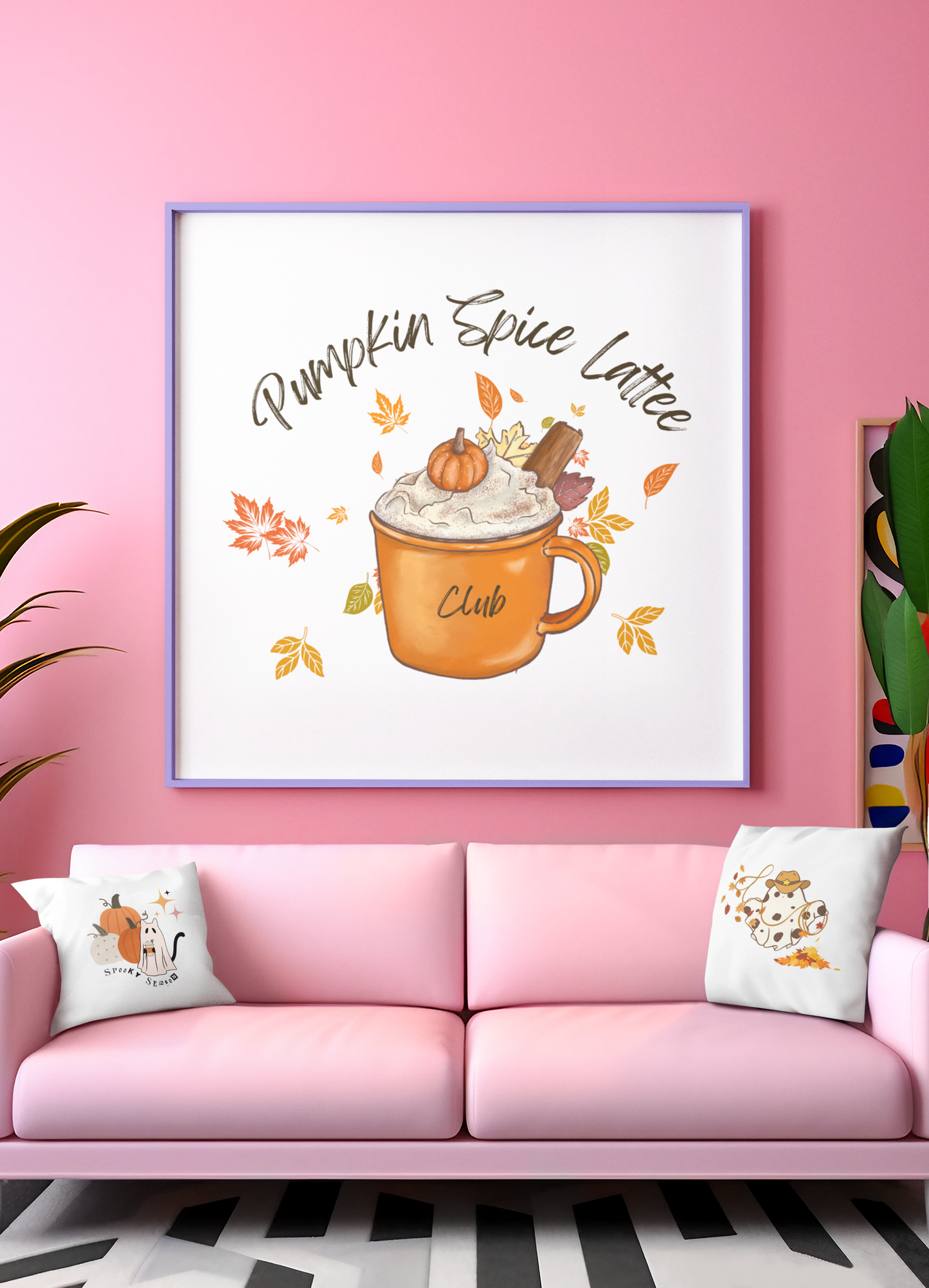 Spooky Season Halloween Cat Fall Decor Square Pillow